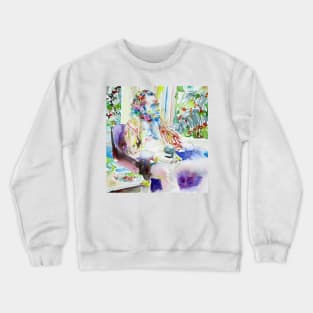 CHARLES BUKOWSKI watercolor portrait .2 Crewneck Sweatshirt